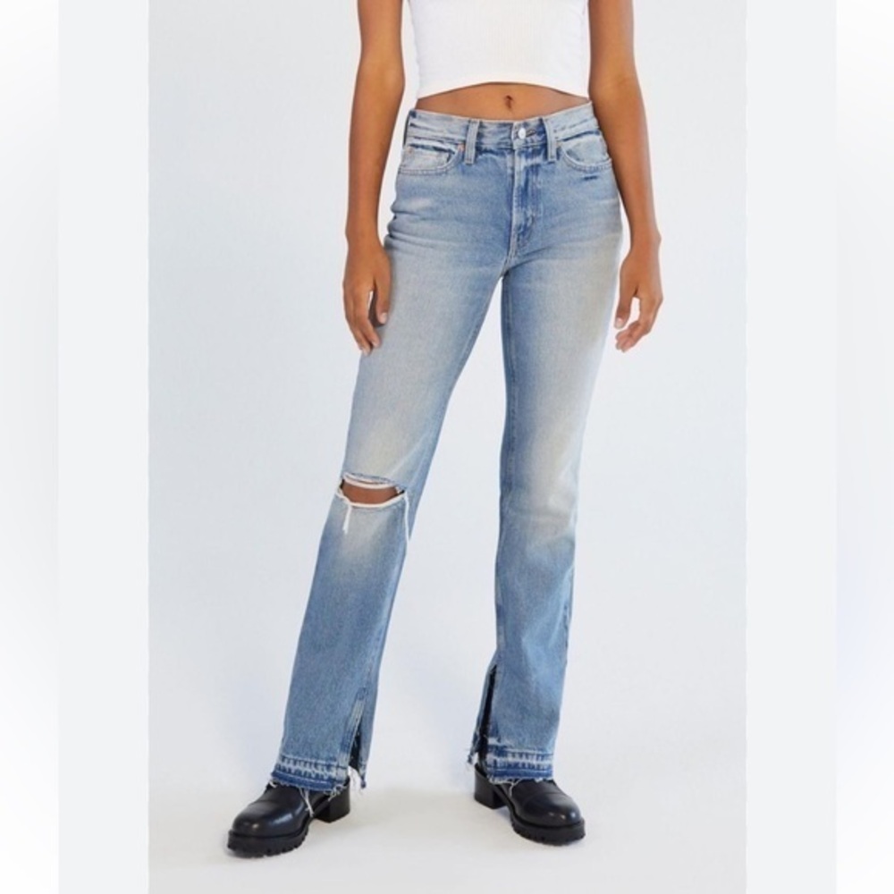 BDG Midrise Bootcut Leg Slit Blue Distressed Cotton Jean Size 27